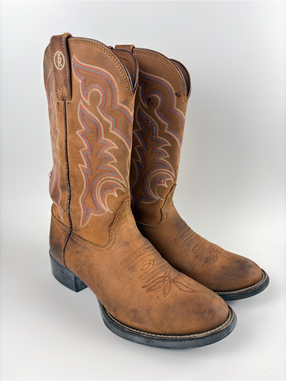 Tony Lama Boots Leather Brown Western Cowgirl